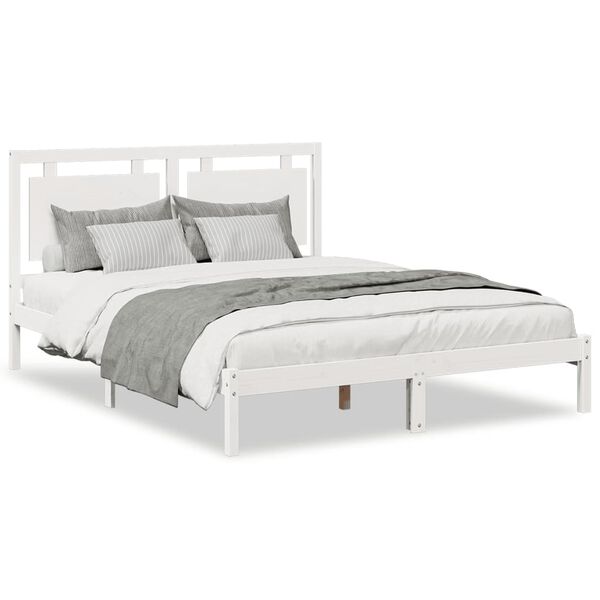 vidaXL Extra Long Bed Frame without Mattress White 160x210 cm Solid Wood