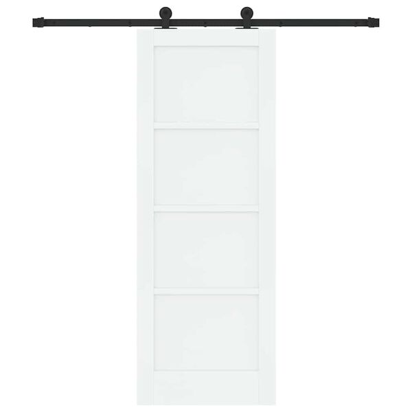 vidaXL Sliding Door White and Black 73.5 x 198.5 cm Solid Pine Wood