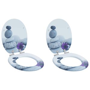 vidaXL Toilet Seat 2 pcs Grey 44 x 38 cm MDF board