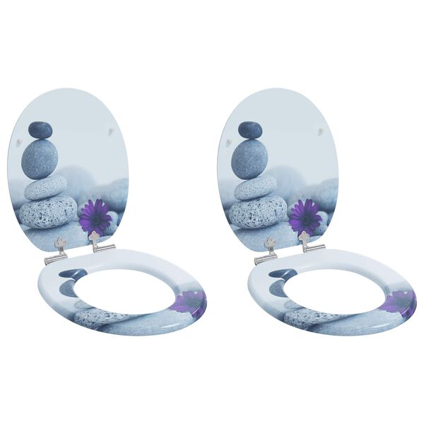 vidaXL Toilet Seat 2 pcs Grey 44 x 38 cm MDF board