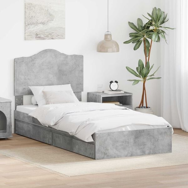 vidaXL Storage Bed Concrete Grey 75 x 190 cm Engineered Wood