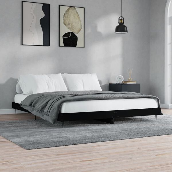 vidaXL Bed Frame without Mattress Black 160x200 cm Engineered Wood