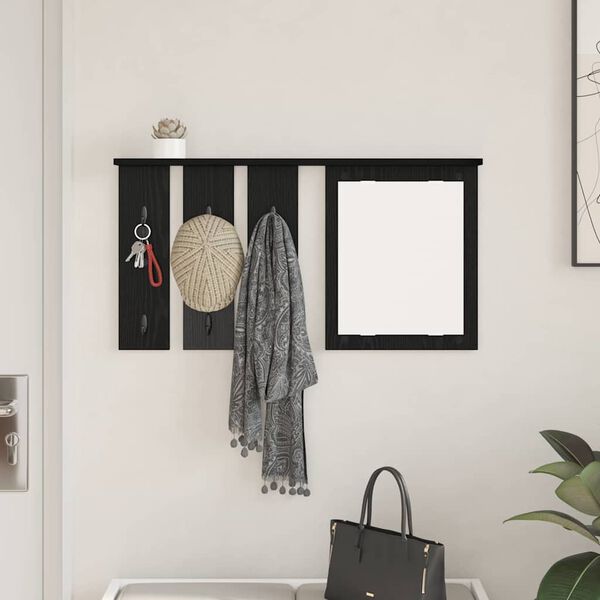 vidaXL Wall-Mounted Coat Rack with Shelf Black oak 85 x 10 x 45 cm