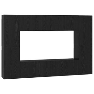 vidaXL TV Cabinet Set Wall-mounted 8 pcs Black Oak Engineered Wood