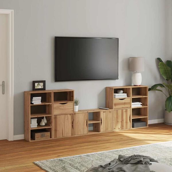 vidaXL 5 Piece TV Units with Storage ODDA Solid Wood Pine