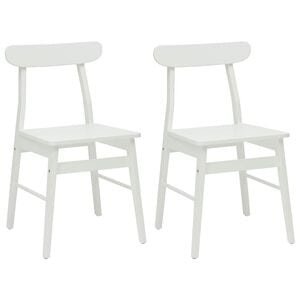 vidaXL Dining Chair 2 pcs Solid Rubber Wood White 43 x 44.5 x 77 cm