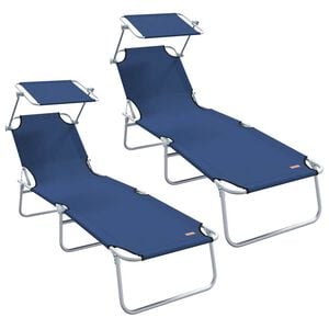 vidaXL Sun Lounger 2 pcs Polyester Blue