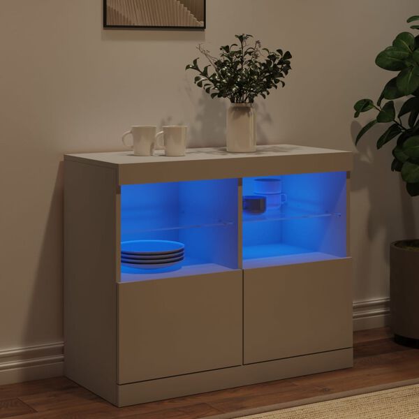 vidaXL Sideboard with LED Lights White 81x37x67 cm