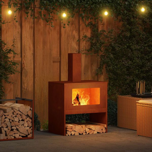 vidaXL Fire Pit Brown 60 x 40 x 96 cm Weathering Steel