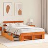 vidaXL Bed Frame with Headboard Wax Brown 135 x 190 cm Solid Pine Wood