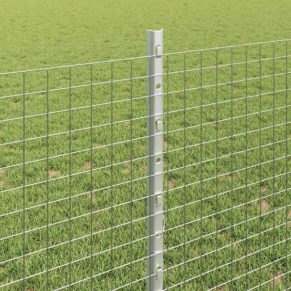 vidaXL Fence with Post Silver 0.8 x 10 m Steel