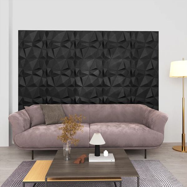 vidaXL 3D Wall Panels 48 pcs 50x50 cm Diamond Black 12 m²