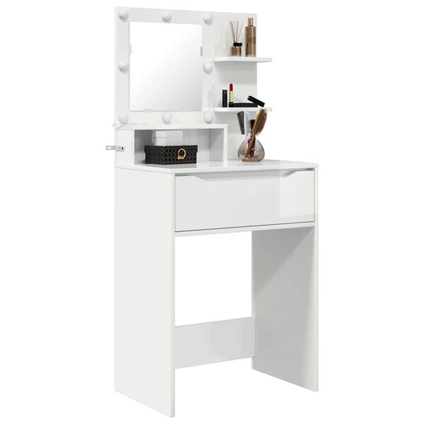 vidaXL Bedroom Dressing Tables High Gloss White 80 x 39.6 x 135 cm