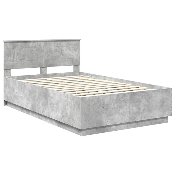 vidaXL Bed Frame Concrete Grey 135 x 190 cm Engineered Wood