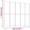 vidaXL 5-Panel Room Divider White 250x220 cm Fabric