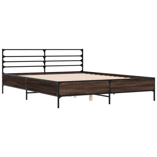 vidaXL Bed Frame without Mattress Brown Oak 150x200 cm King Size