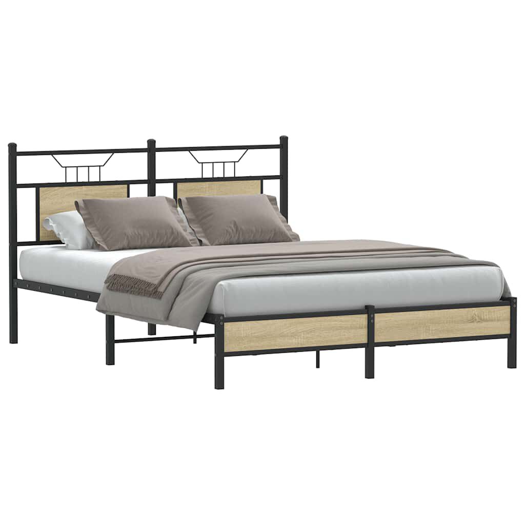 vidaXL Bed Frame without Mattress Sonoma Oak 137x190 cm Engineered Wood