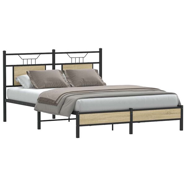 vidaXL Bed Frame without Mattress Sonoma Oak 137x190 cm Engineered Wood
