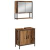 vidaXL Bathroom Furniture Set with Shelf 3 pcs Brown Engineered wood