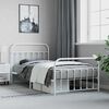 vidaXL Metal Bed Frame without Mattress with Footboard White 107x203cm