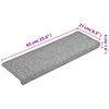 vidaXL Stair Mats 15 pcs 65x21x4 cm Light Grey Rectangular Edge