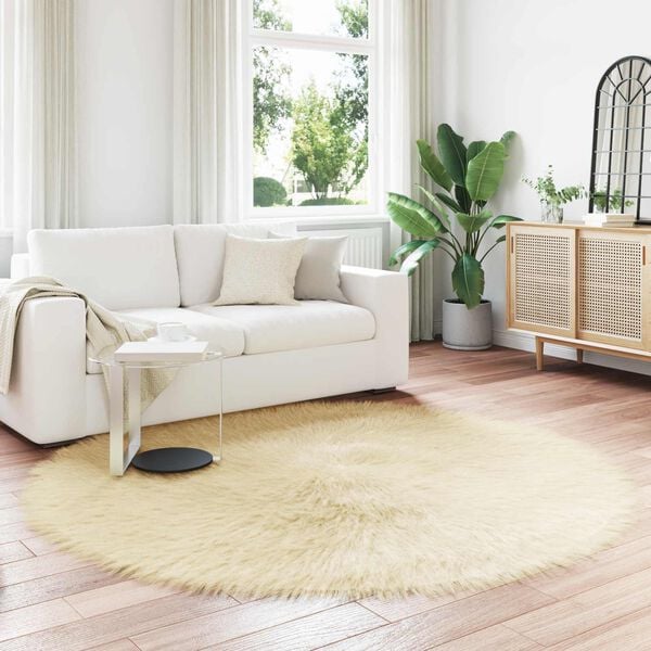 vidaXL Faux Sheepskin Rug Tafalla Cream &Oslash; 200 cm Polyester