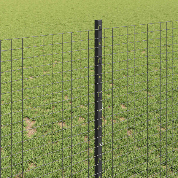 vidaXL Fence with Post Grey 1 x 50 m Steel and PVC