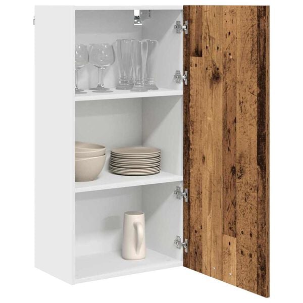 vidaXL Hanging Cabinet with Door Old Wood and White 50 x 31 x 100 cm