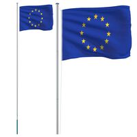 vidaXL Europe Flag and Pole 6.23 m Aluminium