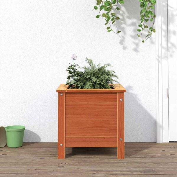 vidaXL Garden Planter Wax Brown 40 x 40 x 39 cm Solid Pine Wood