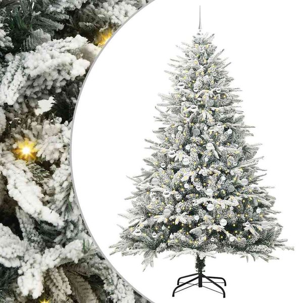 vidaXL Artificial Pre-lit Christmas Tree with Ball Set Green 210 cm
