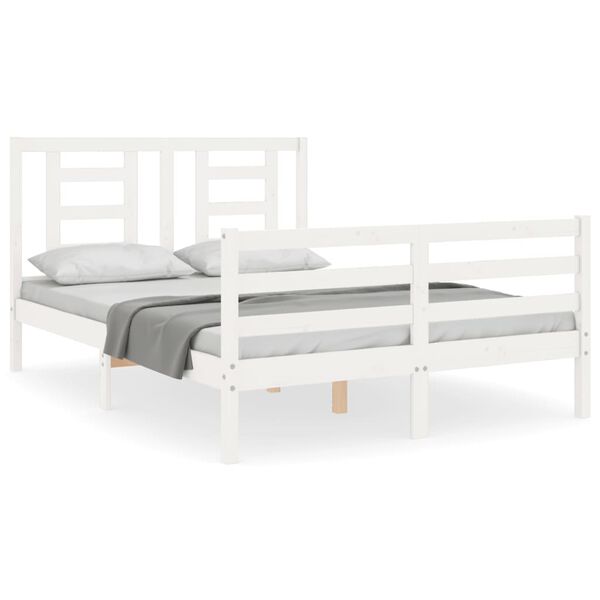 vidaXL Bed Frame without Mattress White 140x200 cm Solid Wood