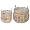 vidaXL Planter Basket with Storage 2 pcs Grey Lacak Rattan