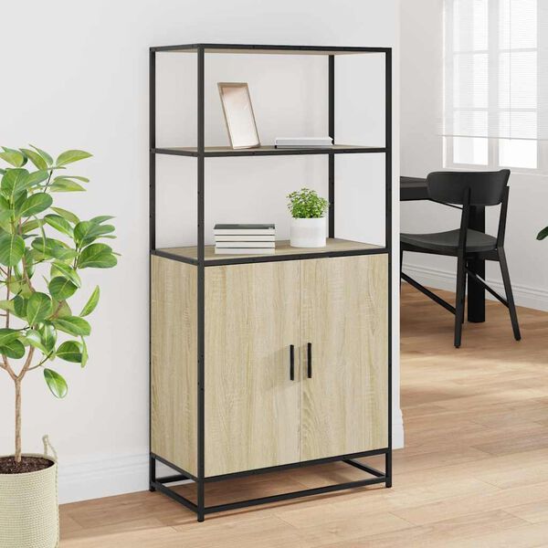 vidaXL Highboard Sonoma Oak 68x35x139 cm Engineered Wood and Metal