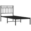 vidaXL Metal Bed Frame without Mattress with Headboard Black 75x190cm