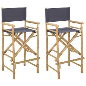 vidaXL Folding Director's Chair 2 pcs Natural Bamboo