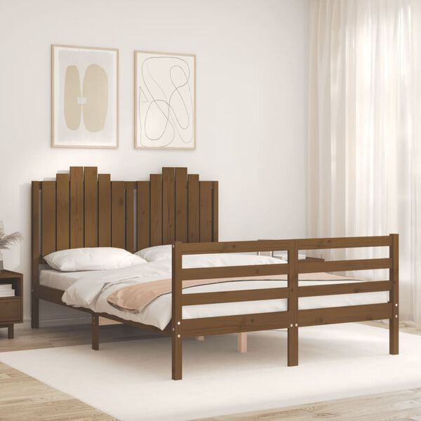 vidaXL Bed Frame without Mattress Honey Brown 140x190 cm Solid Wood