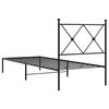 vidaXL Metal Bed Frame without Mattress with Headboard Black 75x190cm