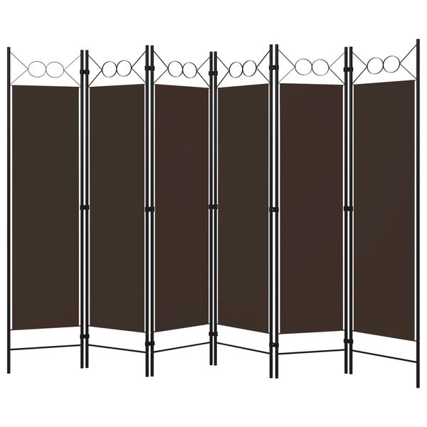 vidaXL 6-Panel Room Divider Brown 240x180 cm