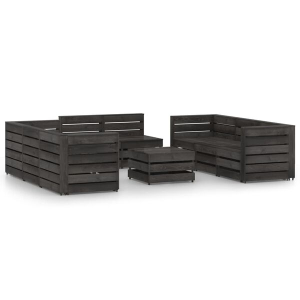 vidaXL 9 Piece Garden Lounge Set Grey Impregnated Pinewood