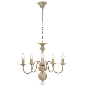 vidaXL Chandelier Antique White 5 x E14 Bulbs