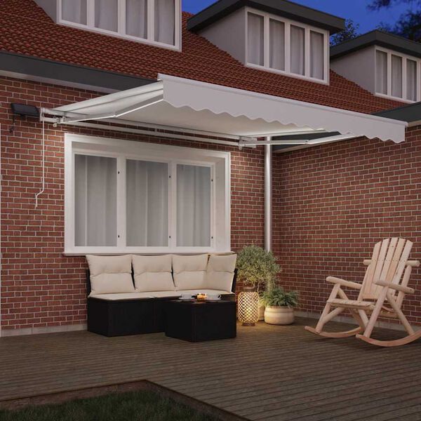 vidaXL Retractable Awning Manual White 350 x 250 cm Fabric and Steel