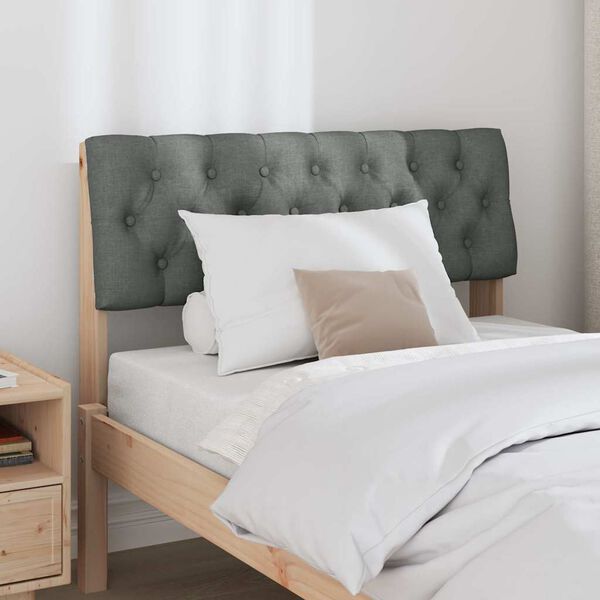 vidaXL Upholstered Headboard Dark Grey 90 cm Solid Pine Wood