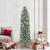 vidaXL Artificial Slim Christmas Tree Green and White 210 cm