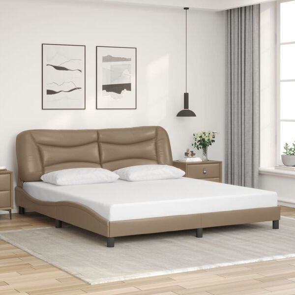 vidaXL Bed Frame with LED without Mattress "Hvar" Cappuccino 180x200 cm