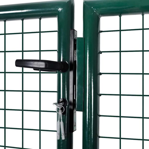 vidaXL Fence Gate Steel 300x100 cm Green