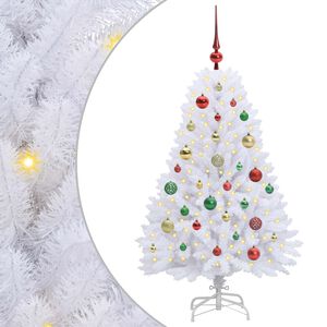 vidaXL Artificial Hinged Christmas Tree White 120 cm PVC and Steel