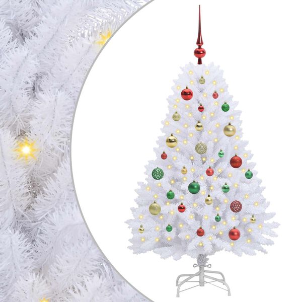 vidaXL Artificial Hinged Christmas Tree White 120 cm PVC and Steel
