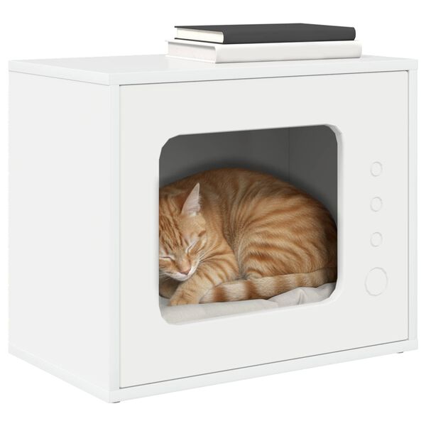 vidaXL Cat House Gloss White 51 x 30 x 42.5 cm Engineered Wood