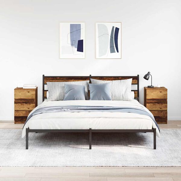 vidaXL Bedside Cabinets with 3 Drawers 2 pcs Old Wood 39x35x65 cm